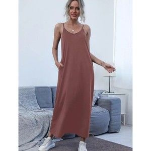 Zenana Premium Pink Spaghetti Strap Sleeveless Maxi Dress Women’s Size Medium